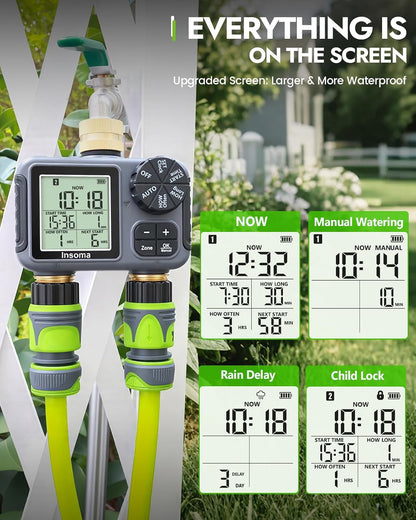 WiFi Water Timer Brass Inlet, 2.4GHz Smart Sprinkler Timers, 1 Zone Hose Timer with WiFi Hub, Voice/App Control with Alexa & Google Assistant, Auto/Manual Watering, Rain Delay, for Garden, Yard, Lawn