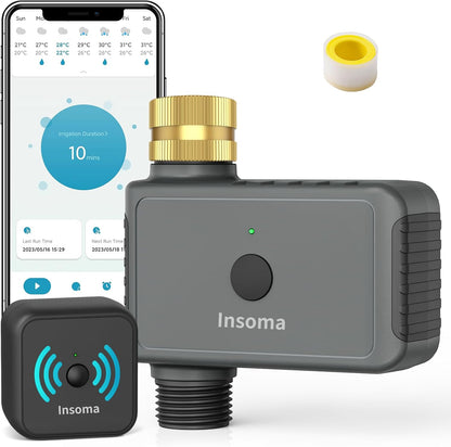 WiFi Water Timer Brass Inlet, 2.4GHz Smart Sprinkler Timers, 1 Zone Hose Timer with WiFi Hub, Voice/App Control with Alexa & Google Assistant, Auto/Manual Watering, Rain Delay, for Garden, Yard, Lawn