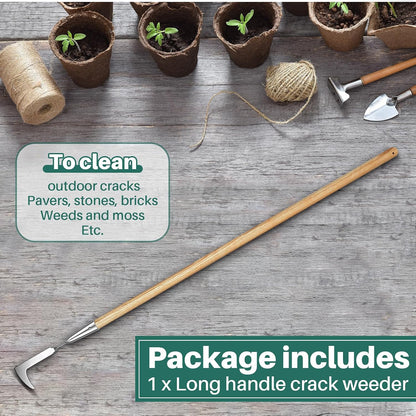 Garden Long Handle Crack Weeder 54 Inch Stainless Steel Crevice Weeding Tool L Shaped Weed Puller Tool Weed Remover Tool Long Handled Manual Weeders for Lawn Yard Patio Gardening Grass Cutter