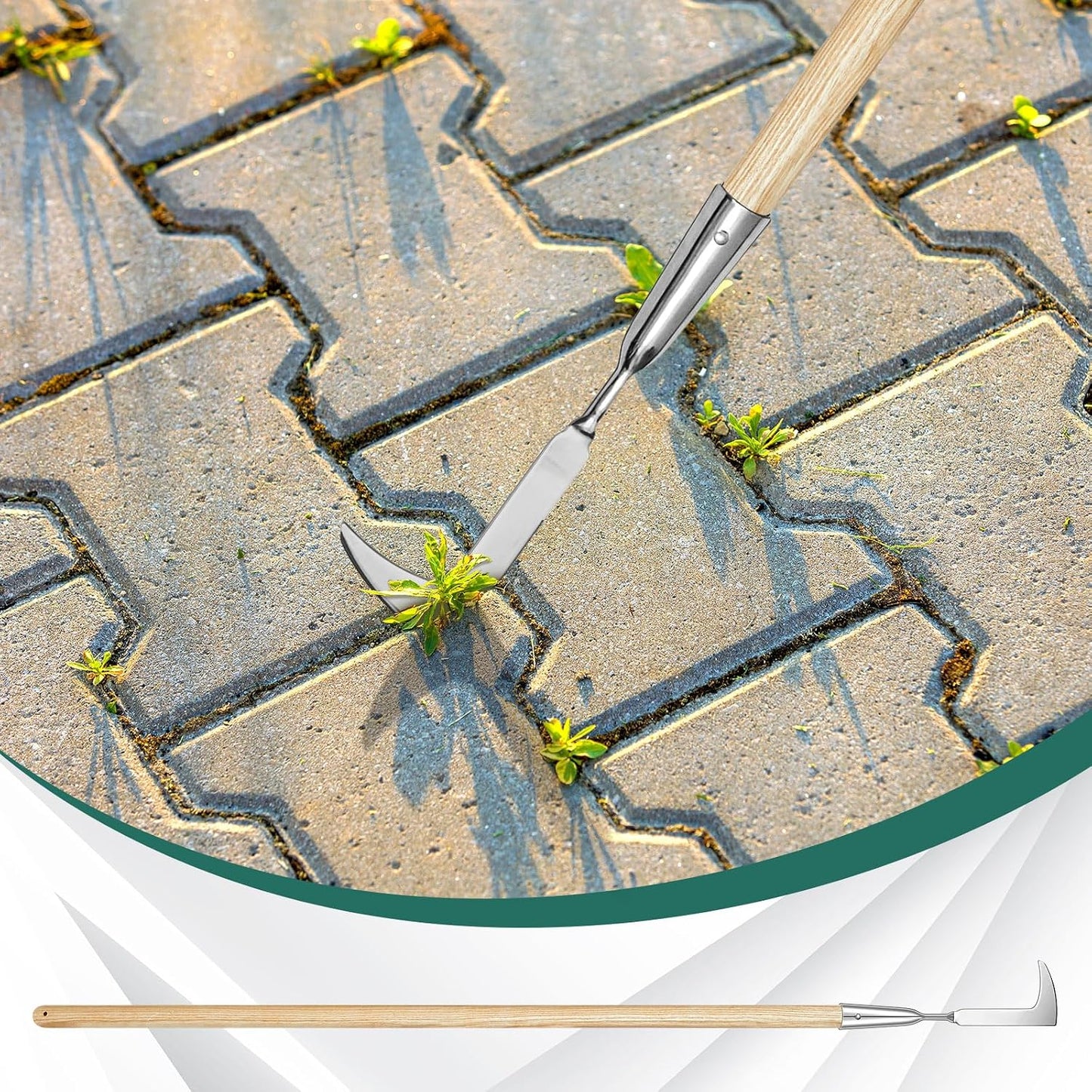 Garden Long Handle Crack Weeder 54 Inch Stainless Steel Crevice Weeding Tool L Shaped Weed Puller Tool Weed Remover Tool Long Handled Manual Weeders for Lawn Yard Patio Gardening Grass Cutter
