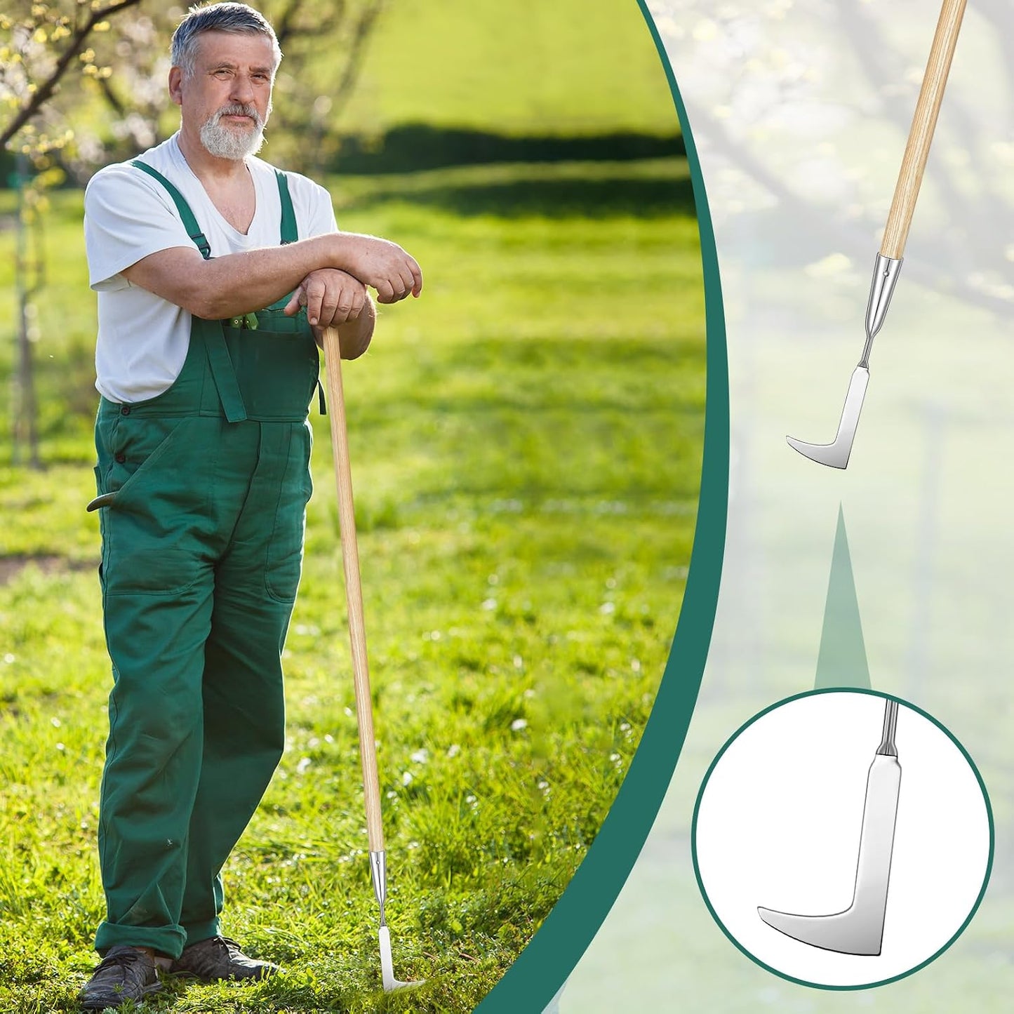 Garden Long Handle Crack Weeder 54 Inch Stainless Steel Crevice Weeding Tool L Shaped Weed Puller Tool Weed Remover Tool Long Handled Manual Weeders for Lawn Yard Patio Gardening Grass Cutter