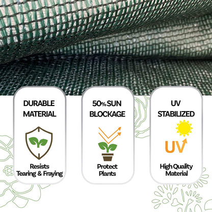HDPE 50% Sun Block Garden Netting Mesh (6'x3', Green)