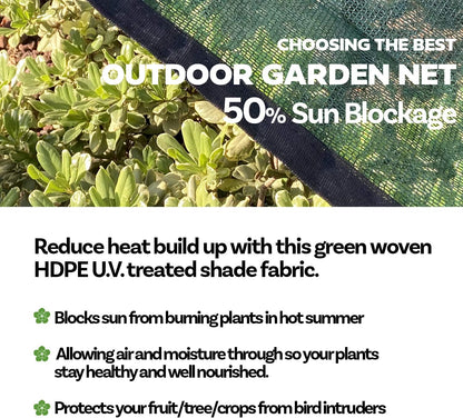 HDPE 50% Sun Block Garden Netting Mesh (6'x3', Green)
