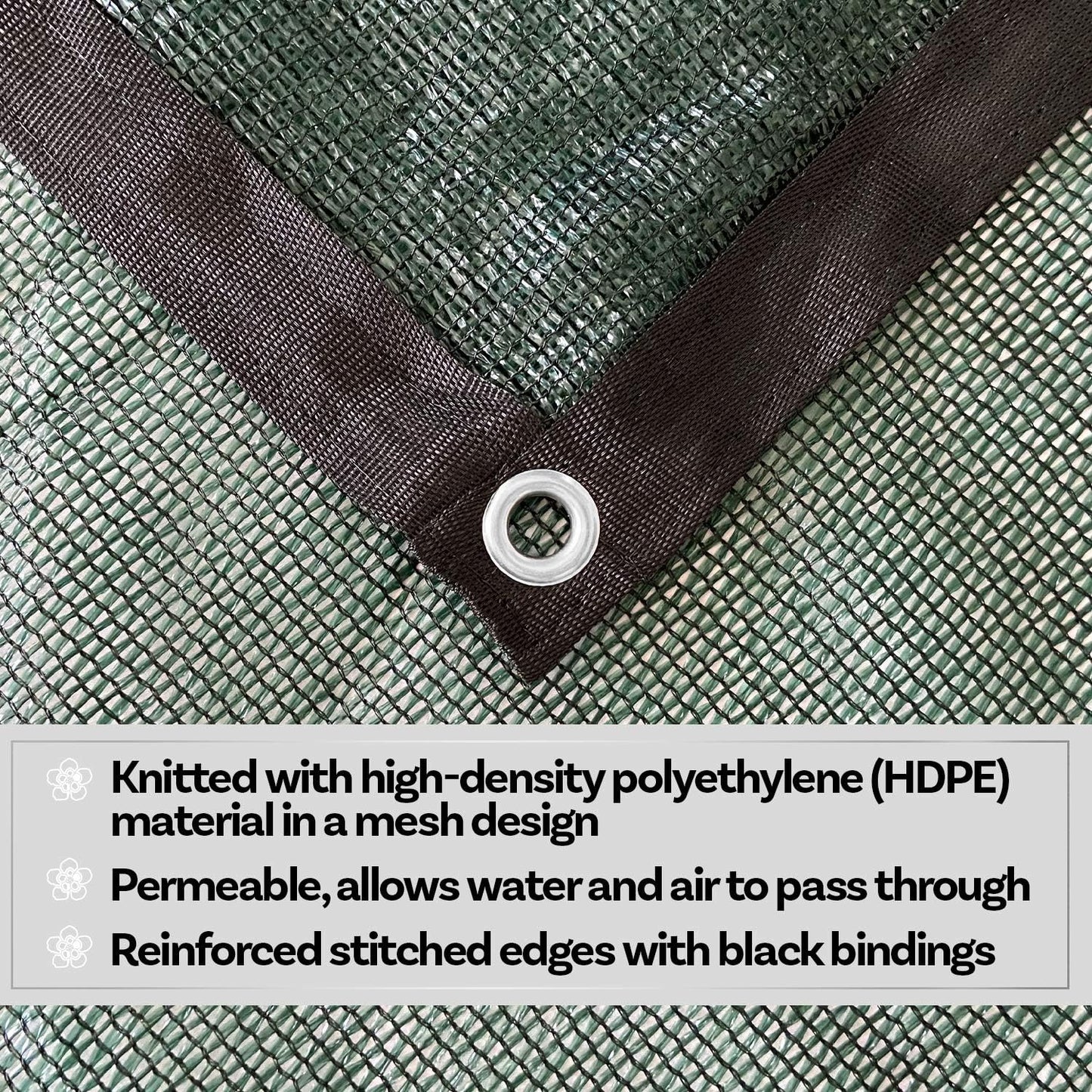 HDPE 50% Sun Block Garden Netting Mesh (6'x3', Green)