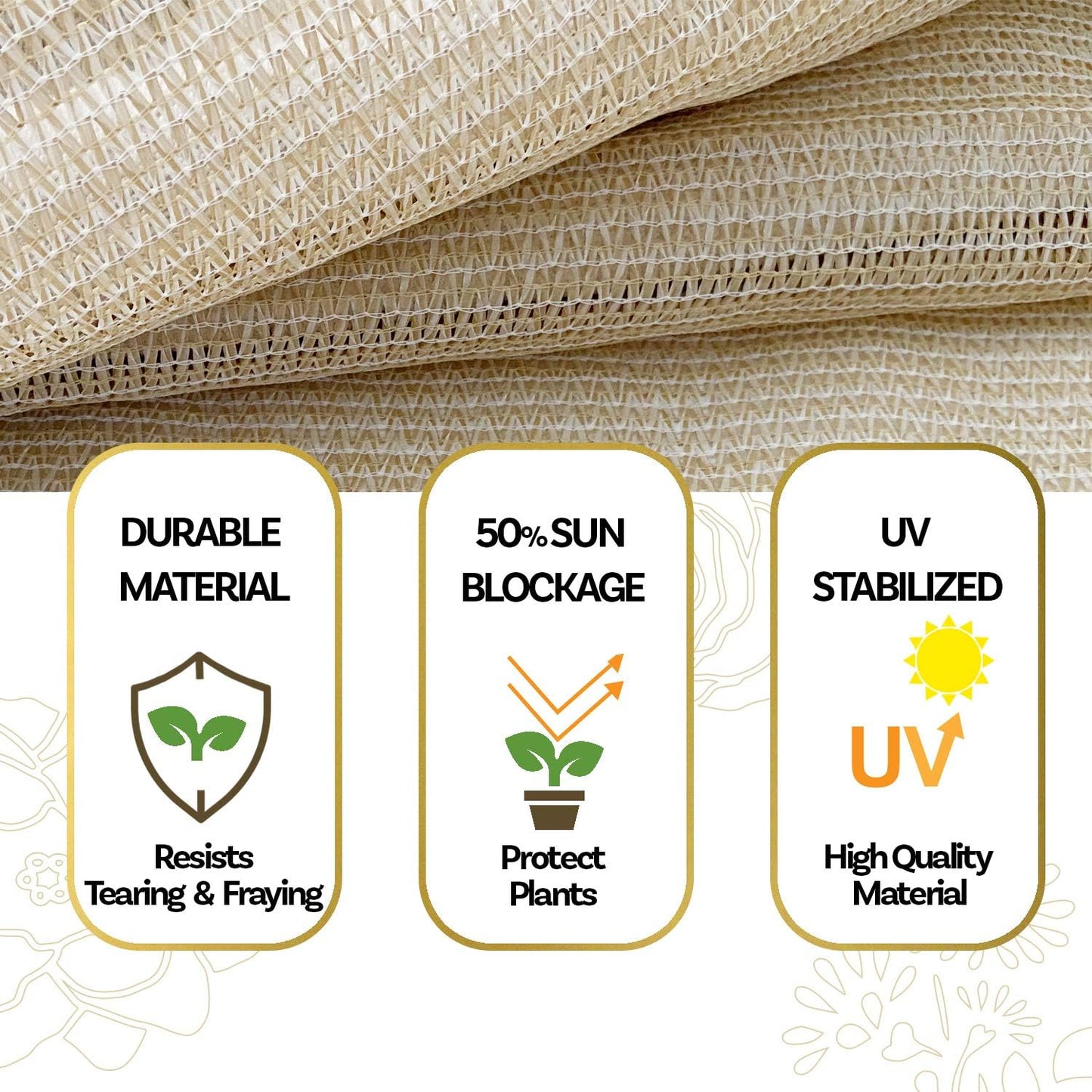 HDPE 50% Sun Block Garden Netting Mesh (6'x3', Green)