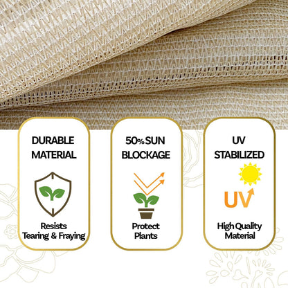 HDPE 50% Sun Block Garden Netting Mesh (6'x3', Green)