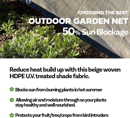 HDPE 50% Sun Block Garden Netting Mesh (6'x3', Green)