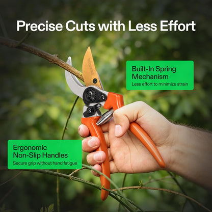 8" Bypass Pruning Shears for Gardening, Heavy-Duty Garden Scissors, Ultra Sharp Pruners with 3/4 in. Cut Capacity, Garden Clippers for Pruning