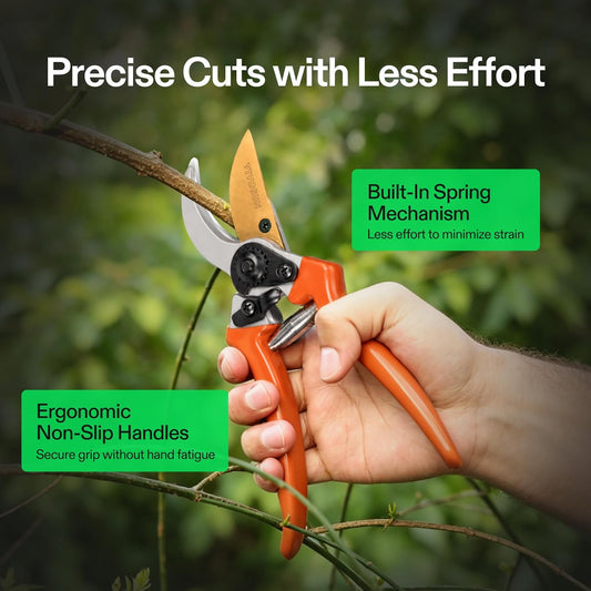 8" Bypass Pruning Shears for Gardening, Heavy-Duty Garden Scissors, Ultra Sharp Pruners with 3/4 in. Cut Capacity, Garden Clippers for Pruning