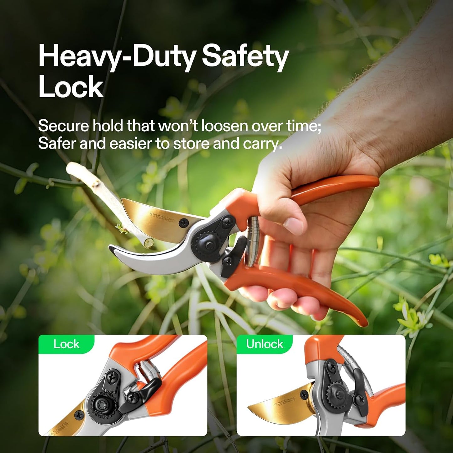 8" Bypass Pruning Shears for Gardening, Heavy-Duty Garden Scissors, Ultra Sharp Pruners with 3/4 in. Cut Capacity, Garden Clippers for Pruning