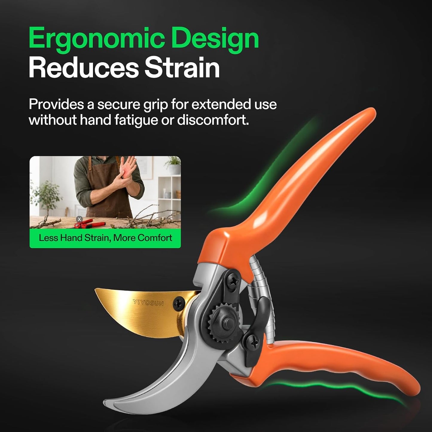 8" Bypass Pruning Shears for Gardening, Heavy-Duty Garden Scissors, Ultra Sharp Pruners with 3/4 in. Cut Capacity, Garden Clippers for Pruning