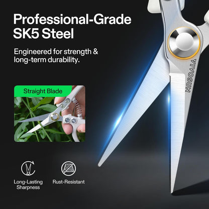 8" Bypass Pruning Shears for Gardening, Heavy-Duty Garden Scissors, Ultra Sharp Pruners with 3/4 in. Cut Capacity, Garden Clippers for Pruning