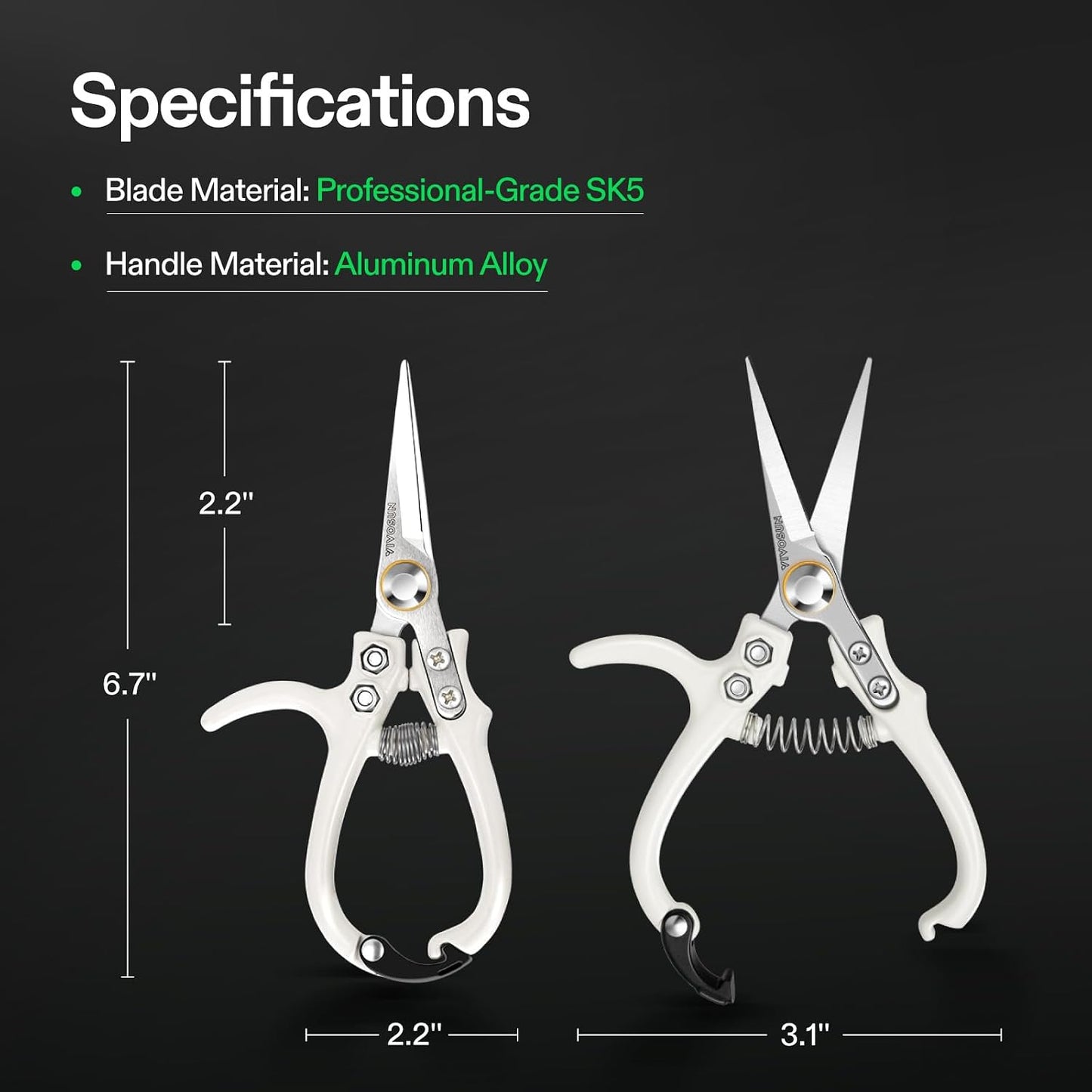 8" Bypass Pruning Shears for Gardening, Heavy-Duty Garden Scissors, Ultra Sharp Pruners with 3/4 in. Cut Capacity, Garden Clippers for Pruning