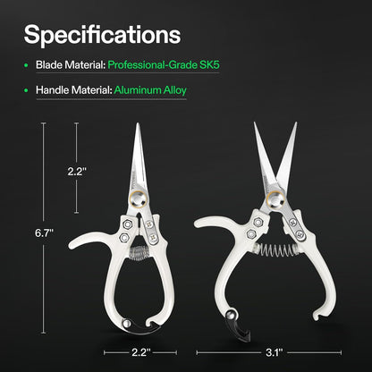 8" Bypass Pruning Shears for Gardening, Heavy-Duty Garden Scissors, Ultra Sharp Pruners with 3/4 in. Cut Capacity, Garden Clippers for Pruning