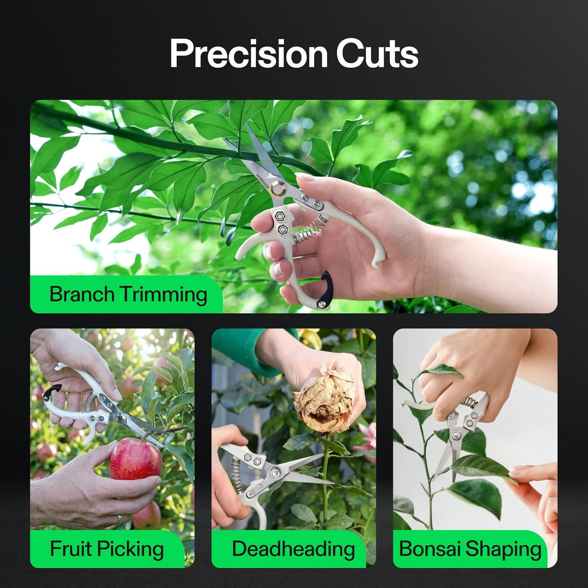 8" Bypass Pruning Shears for Gardening, Heavy-Duty Garden Scissors, Ultra Sharp Pruners with 3/4 in. Cut Capacity, Garden Clippers for Pruning