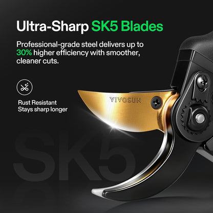 8" Bypass Pruning Shears for Gardening, Heavy-Duty Garden Scissors, Ultra Sharp Pruners with 3/4 in. Cut Capacity, Garden Clippers for Pruning