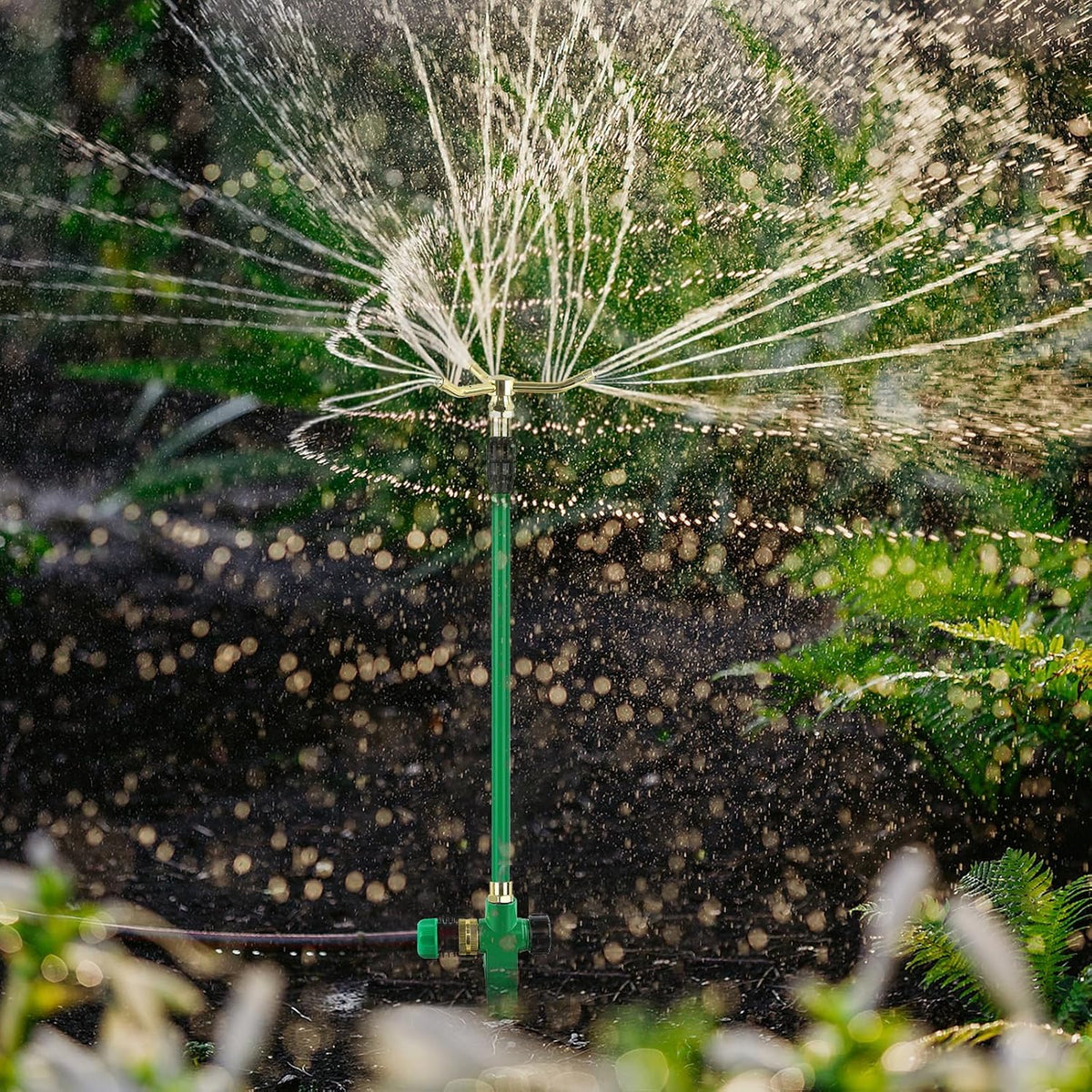 3-Arm Sprinklers for Yard with Adjustable Telescoping Base