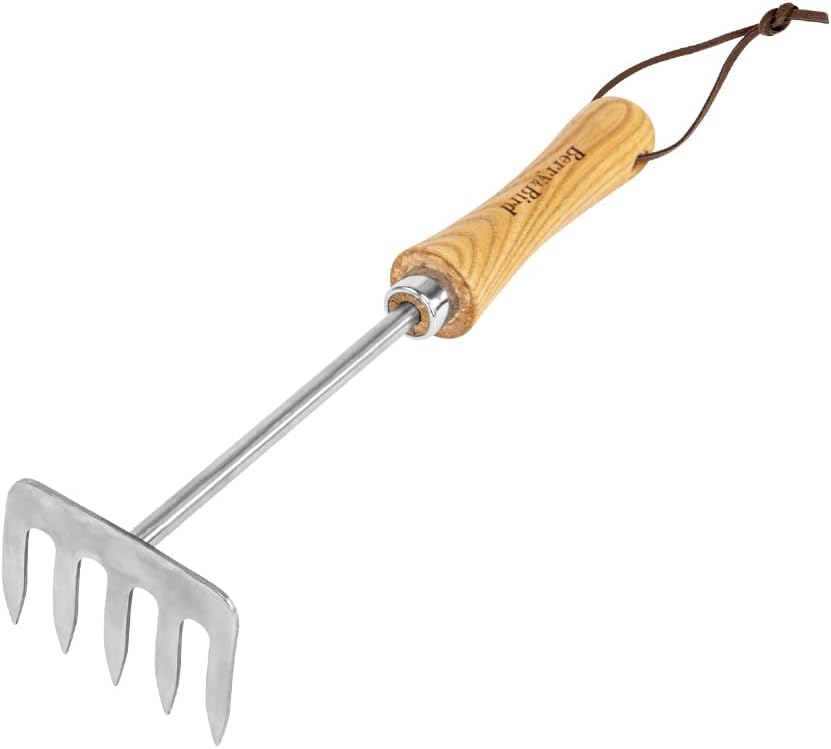 Hand Rake for Gardening, 5 Tines Hand Tiller Hand Cultivator