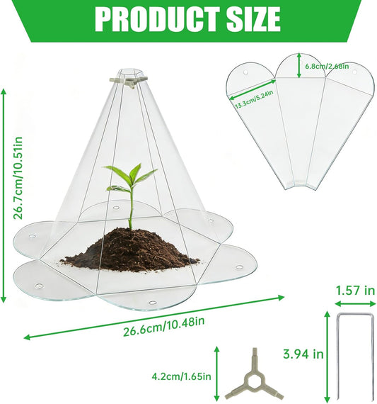 20 Pack Garden Cloches for Plants, Larger Plant Covers Freeze Protection with 40 Ground Securing Pegs, Plant Protectors from Animals for Vegetable, Flower Seedlings, 10.51" H X 10.48" D