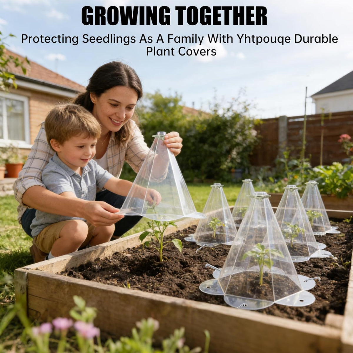 20 Pack Garden Cloches for Plants, Larger Plant Covers Freeze Protection with 40 Ground Securing Pegs, Plant Protectors from Animals for Vegetable, Flower Seedlings, 10.51" H X 10.48" D