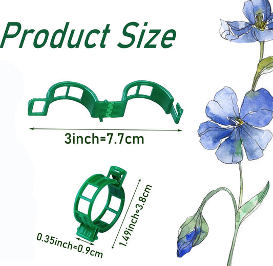100pcs Plant Support Clips - Green Tomato Clips for String Trellis, Grape Vine Clips for Garden Netting Climbing Plants, Secured Plastic Plant Clip for Fixing Stem and Vine