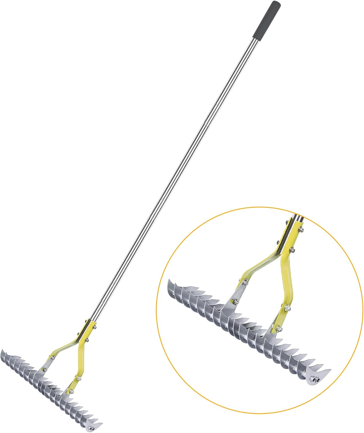 Thatch Rake, 15‑Inch Wide Dual‑Side Dethatching Rake for Lawn