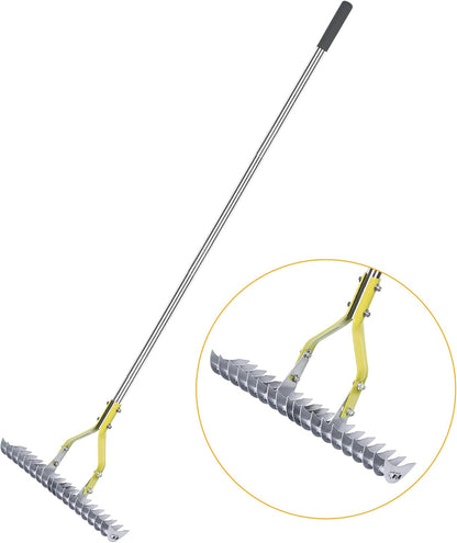 Thatch Rake, 15‑Inch Wide Dual‑Side Dethatching Rake for Lawn