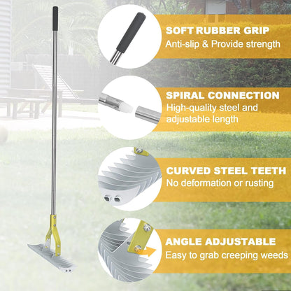 Thatch Rake, 15‑Inch Wide Dual‑Side Dethatching Rake for Lawn