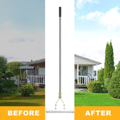 Thatch Rake, 15‑Inch Wide Dual‑Side Dethatching Rake for Lawn