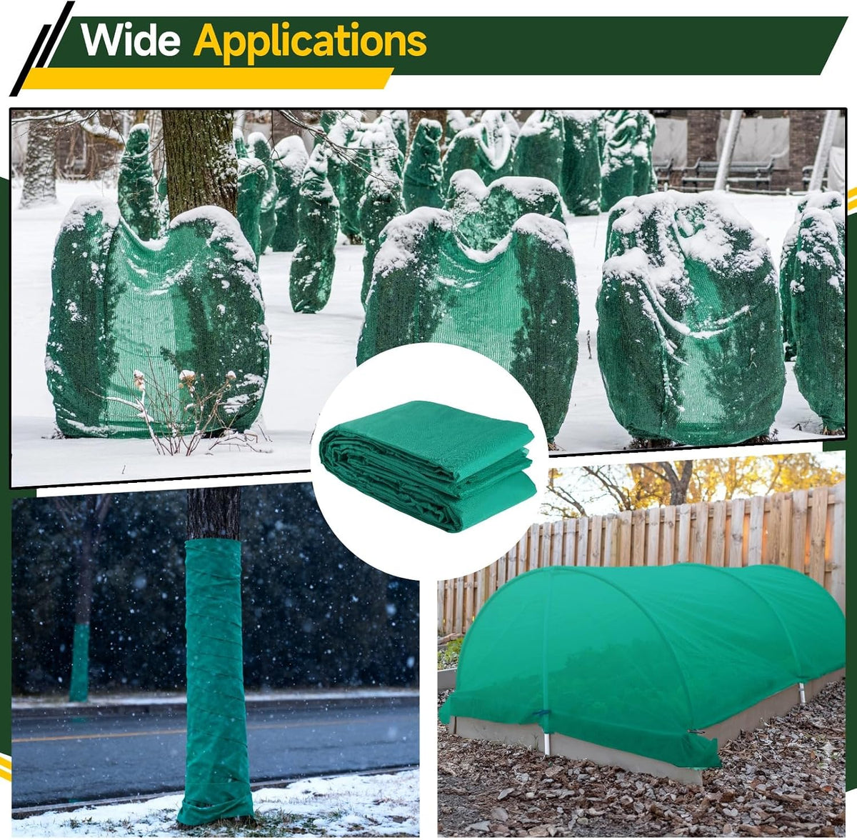 Green Plant Cover Freeze Protection, 10 × 33 Ft Frost Blanket for Outdoor Plants, Non-Woven Garden Fabric 1.0 oz/yd², Floating Row Cover Frost Cloth for Winter Frost, Snow, Sun