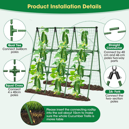 51"x 53" Cucumber Trellis for Raised Bed,Adjust A-Frame Trellis