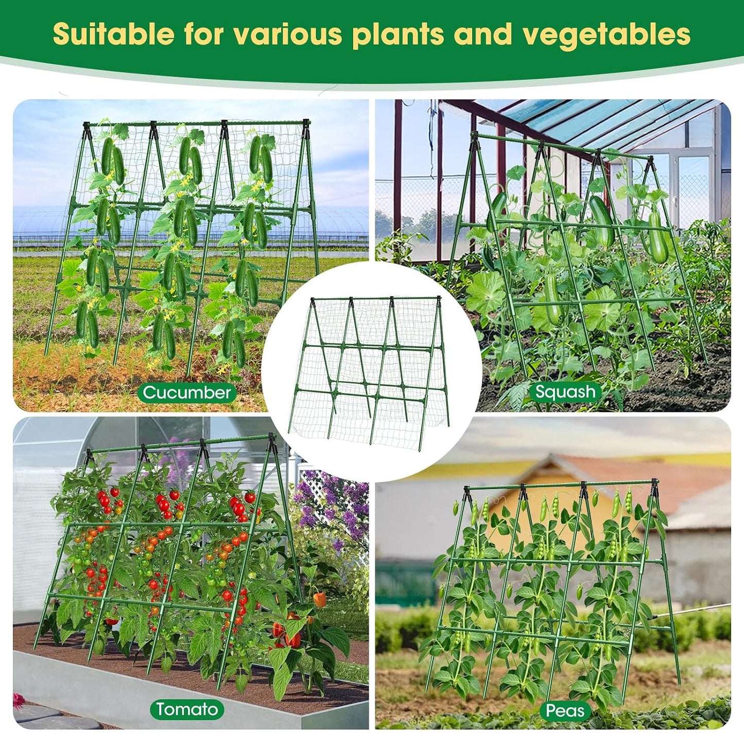 51"x 53" Cucumber Trellis for Raised Bed,Adjust A-Frame Trellis