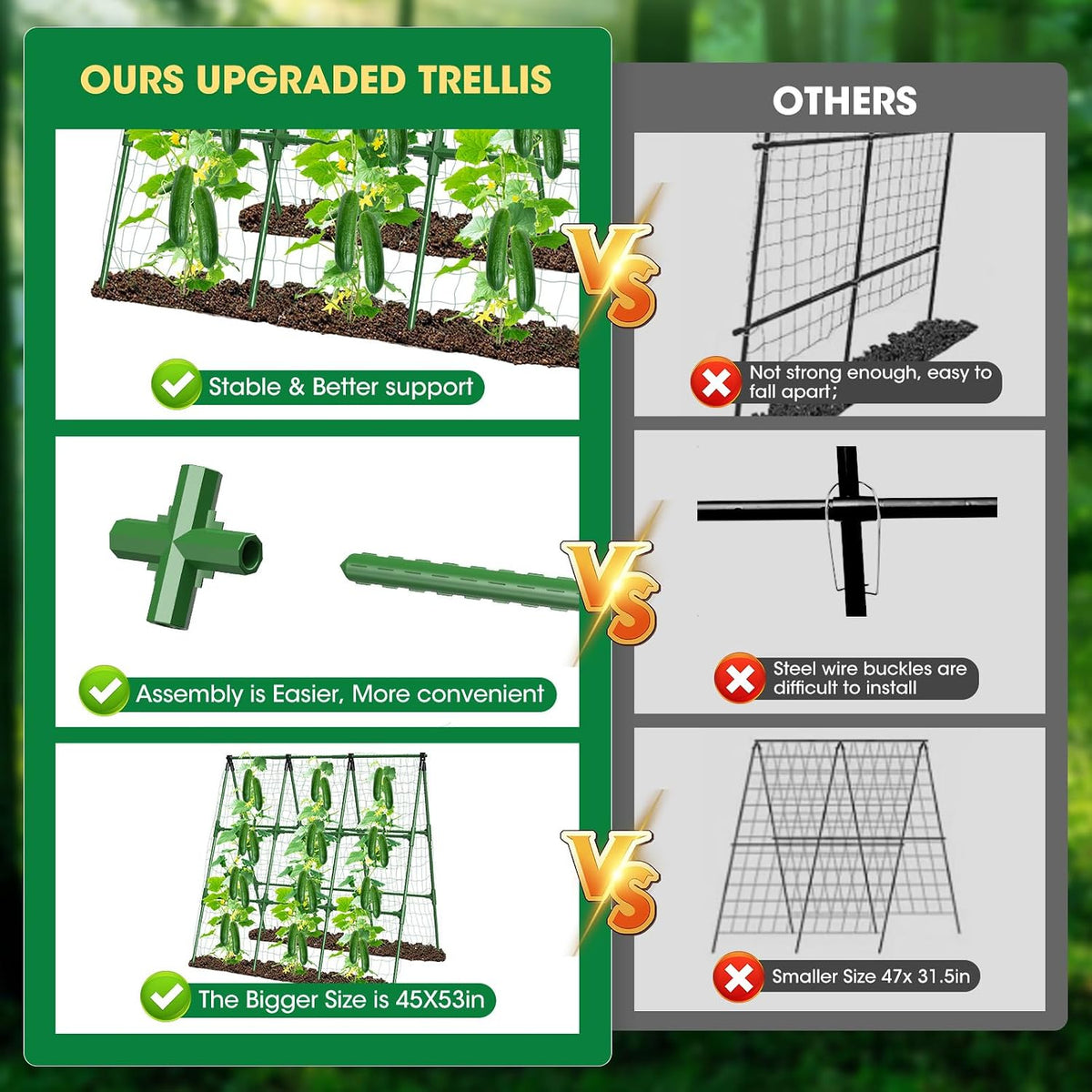 51"x 53" Cucumber Trellis for Raised Bed,Adjust A-Frame Trellis