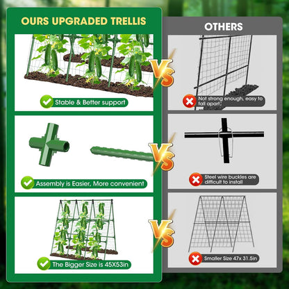 51"x 53" Cucumber Trellis for Raised Bed,Adjust A-Frame Trellis