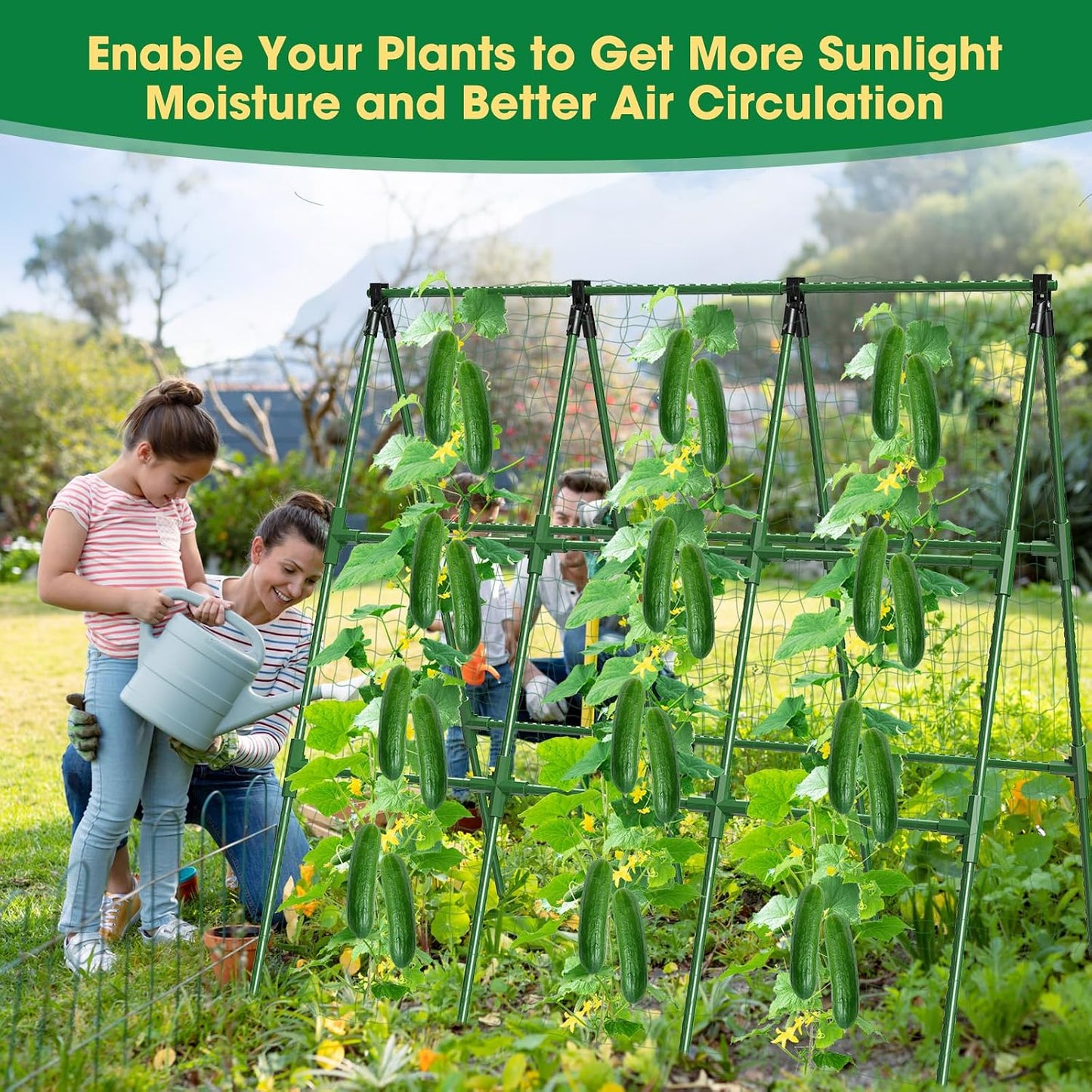 51"x 53" Cucumber Trellis for Raised Bed,Adjust A-Frame Trellis