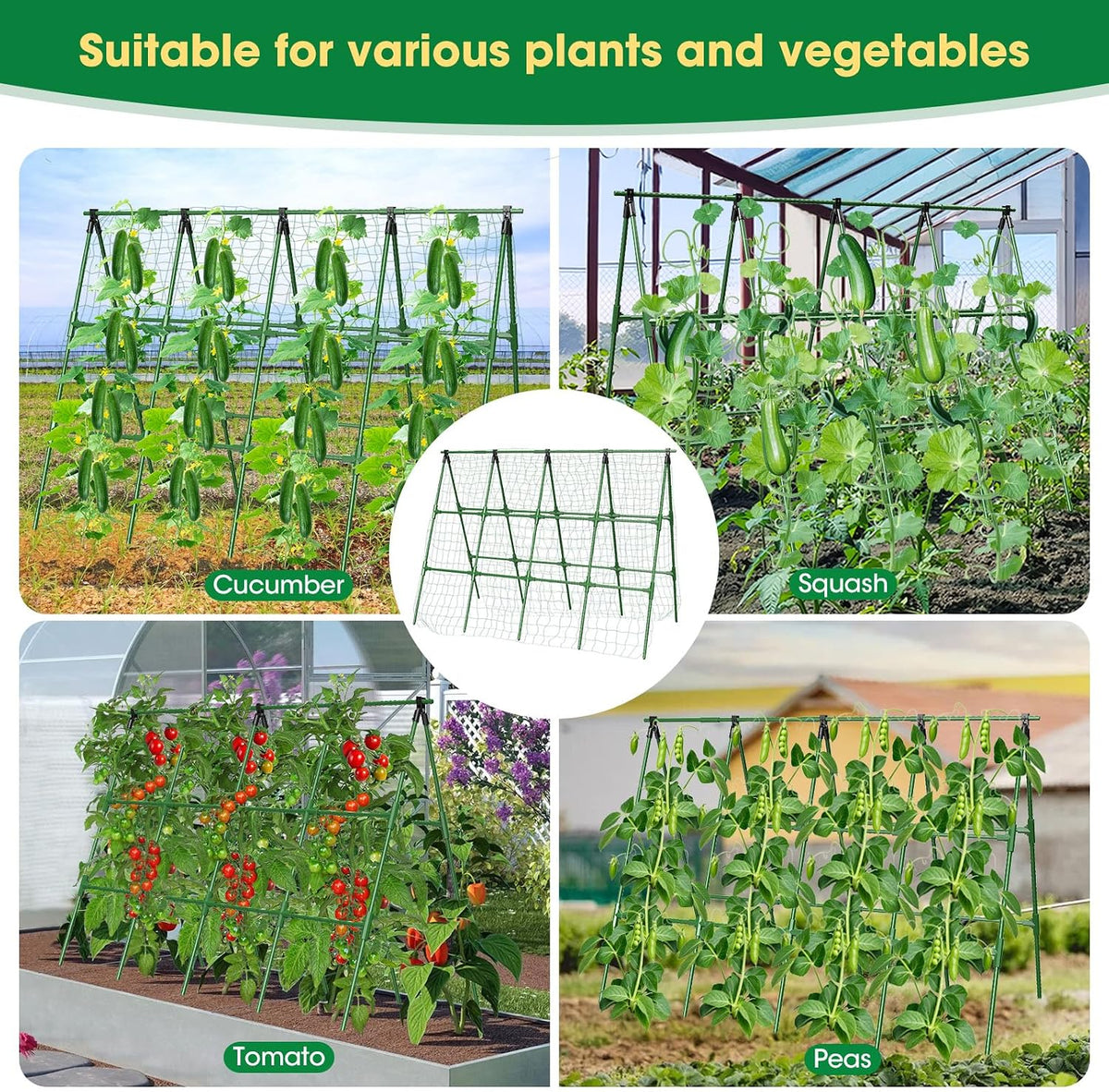 51"x 53" Cucumber Trellis for Raised Bed,Adjust A-Frame Trellis