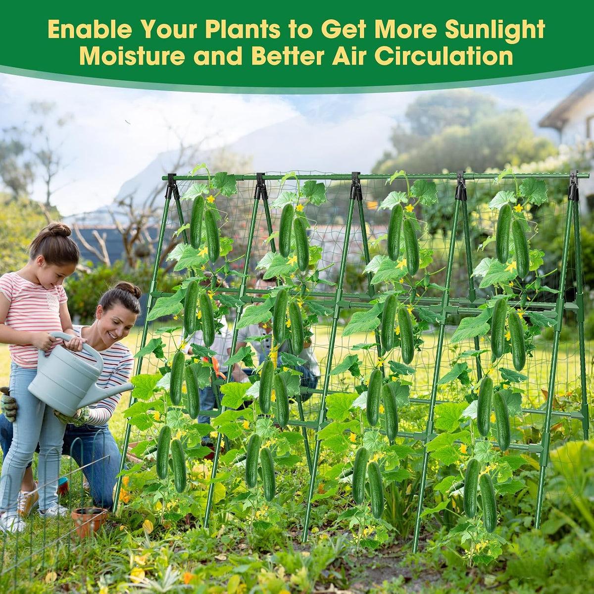 51"x 53" Cucumber Trellis for Raised Bed,Adjust A-Frame Trellis
