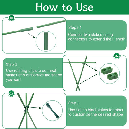 Garden Stakes 17Inch 40Pack,DIY Tall Plant Support Stakes of4Ft,5Ft,6Ft,7Ft