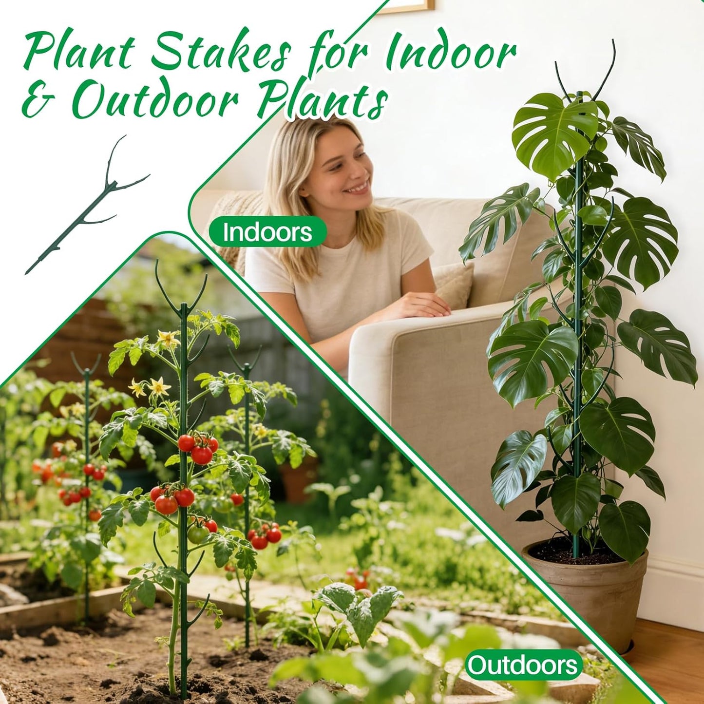 Monstera Plant Support Stakes, 30 Pcs Stackable Plant Support Stakes Sticks Poles for Indoor & Outdoor Plants, Climbing and Potted Plants, Stem Supports, Pothos