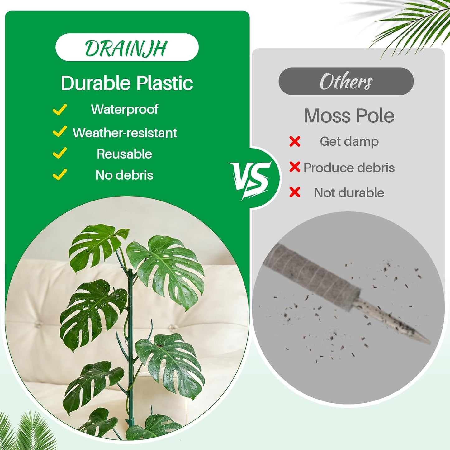 Monstera Plant Support Stakes, 30 Pcs Stackable Plant Support Stakes Sticks Poles for Indoor & Outdoor Plants, Climbing and Potted Plants, Stem Supports, Pothos