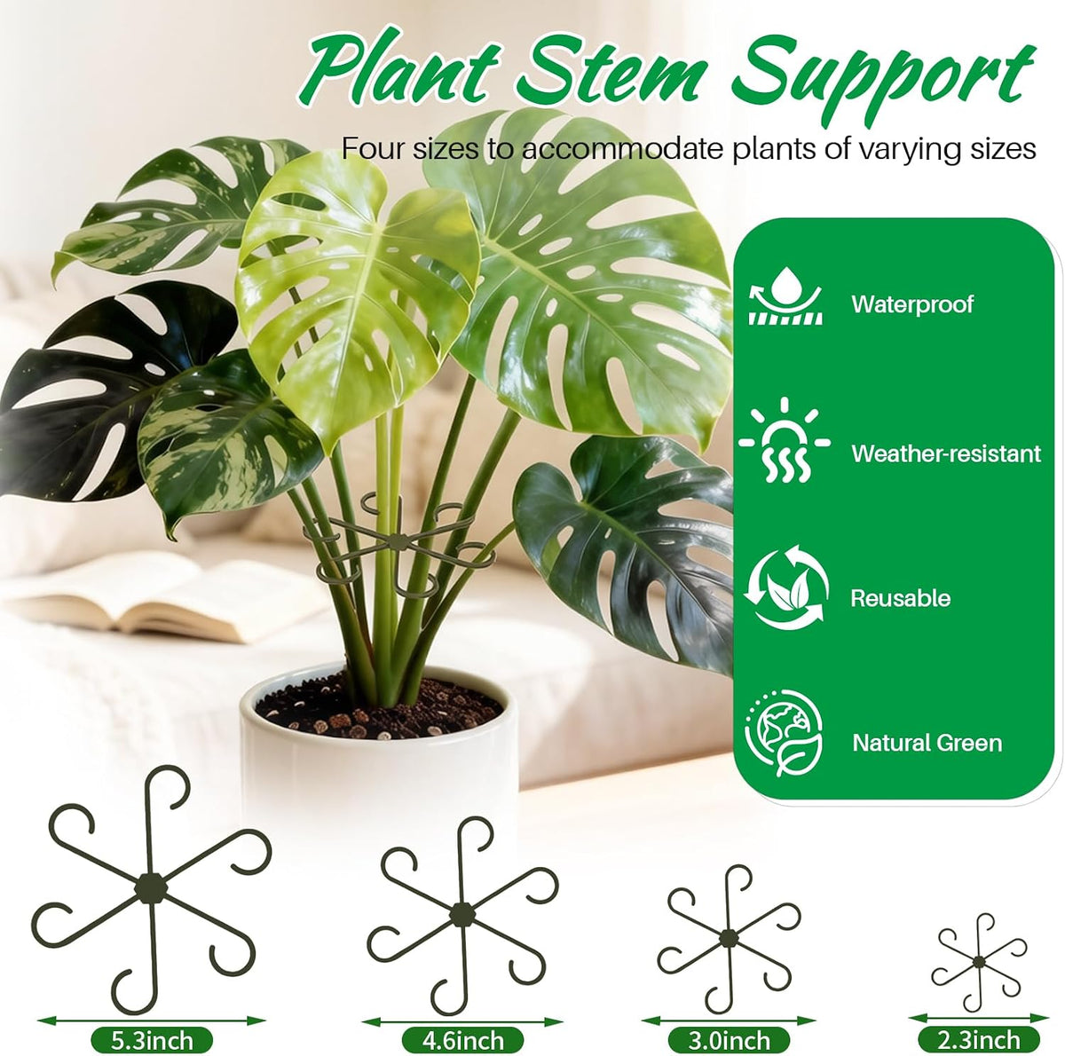 Monstera Plant Support Stakes, 30 Pcs Stackable Plant Support Stakes Sticks Poles for Indoor & Outdoor Plants, Climbing and Potted Plants, Stem Supports, Pothos