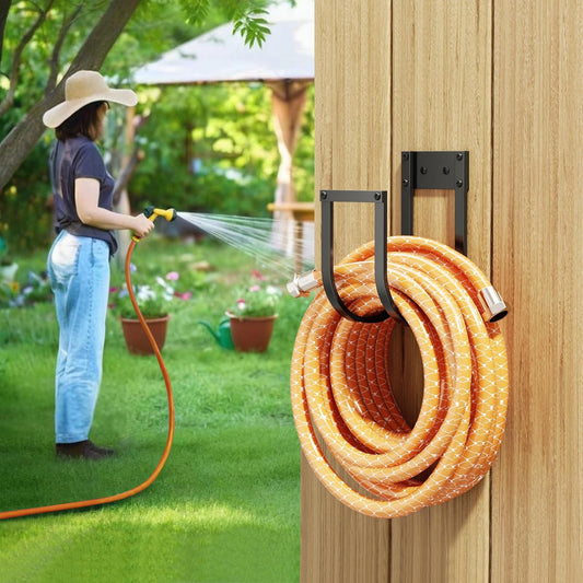 Garden Hose Holder Wall Mount - Metal Water Hose Hanger for Outside, Durable Hook for Garden, Garage, or Yard Storage