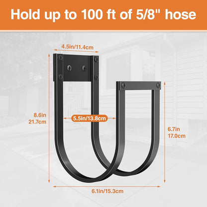 Garden Hose Holder Wall Mount - Metal Water Hose Hanger for Outside, Durable Hook for Garden, Garage, or Yard Storage