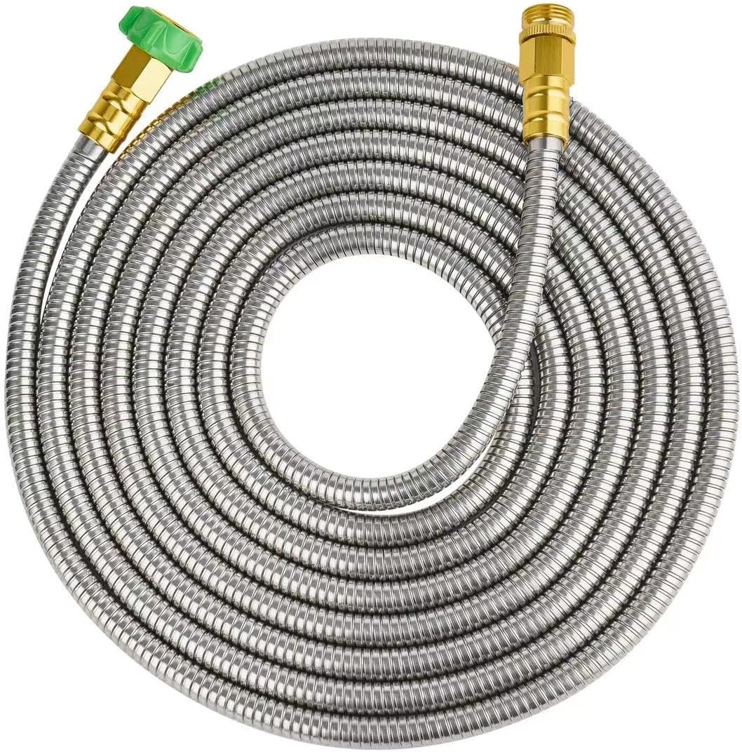 20ft Stainless Steel Garden Hose, Leakproof, No Kink,F/M Connector