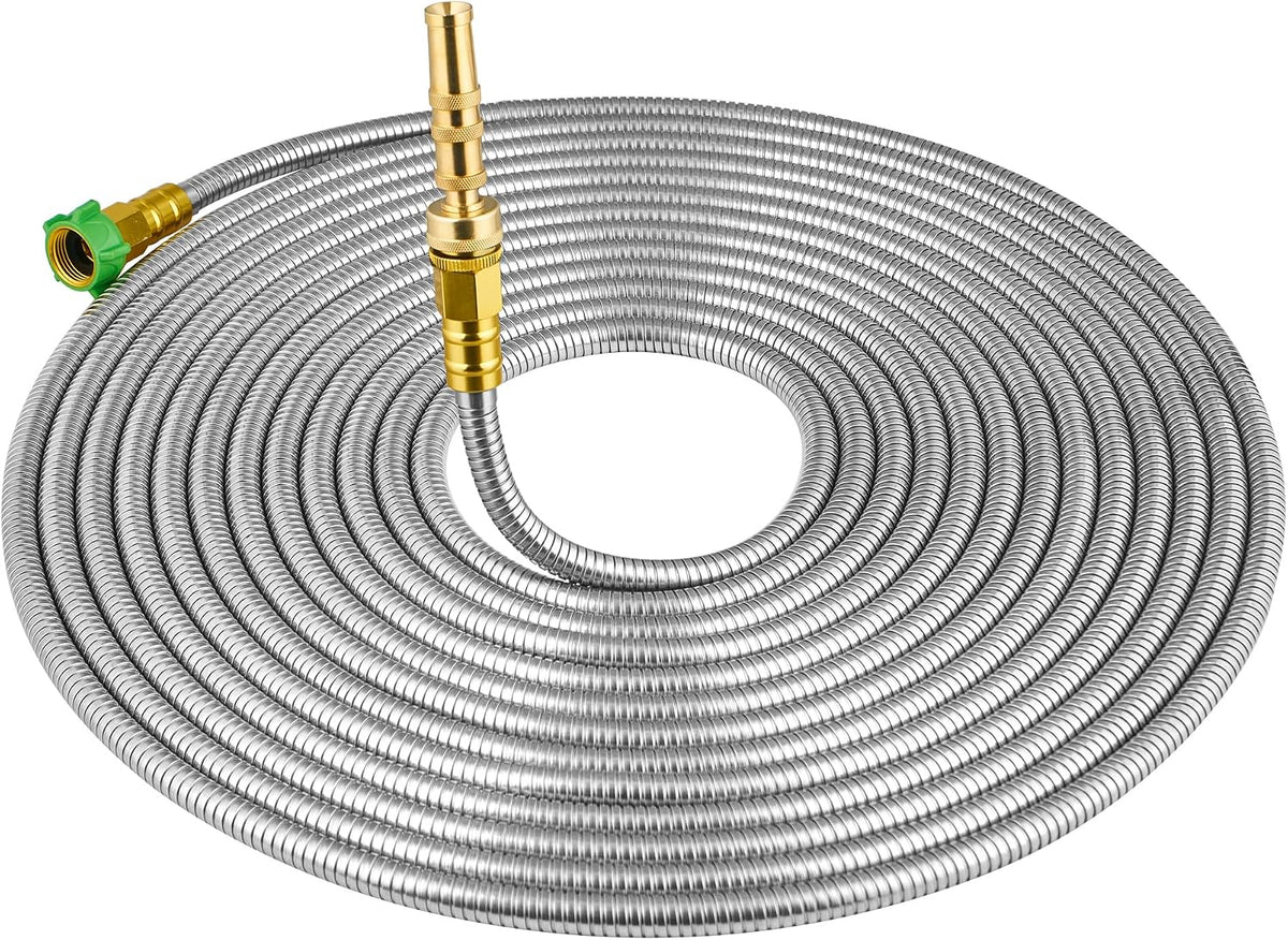20ft Stainless Steel Garden Hose, Leakproof, No Kink,F/M Connector