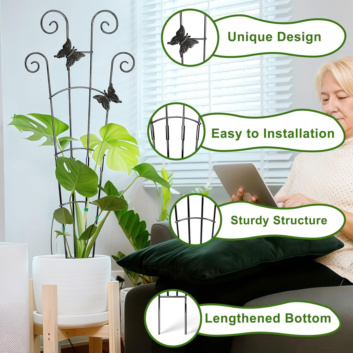 32.6in Monstera Plant Support Trellis for Indoor Plants, 2P