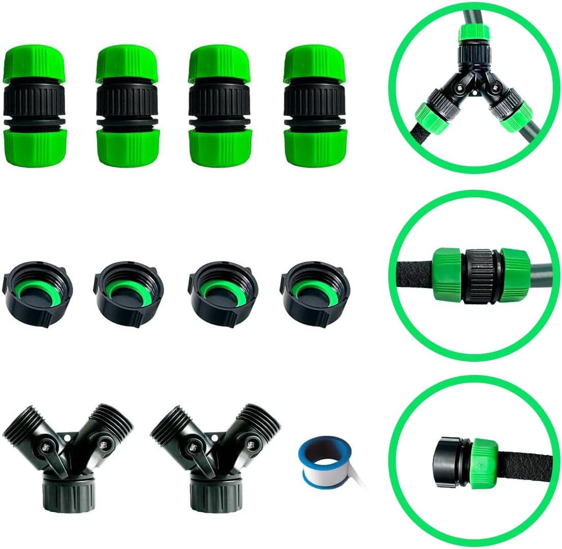 1/2" Soaker Hose and Garden Hose Fittings: Female and Male Connectors, Valves, and Straight Connectors