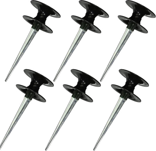 Hose Guide Spike - Keeps Garden Hose Out of Flower beds - Zinc Coated Rust Free Long Metal Spike - Sturdy Heavy Duty Design - Color Blends with Yard (6)