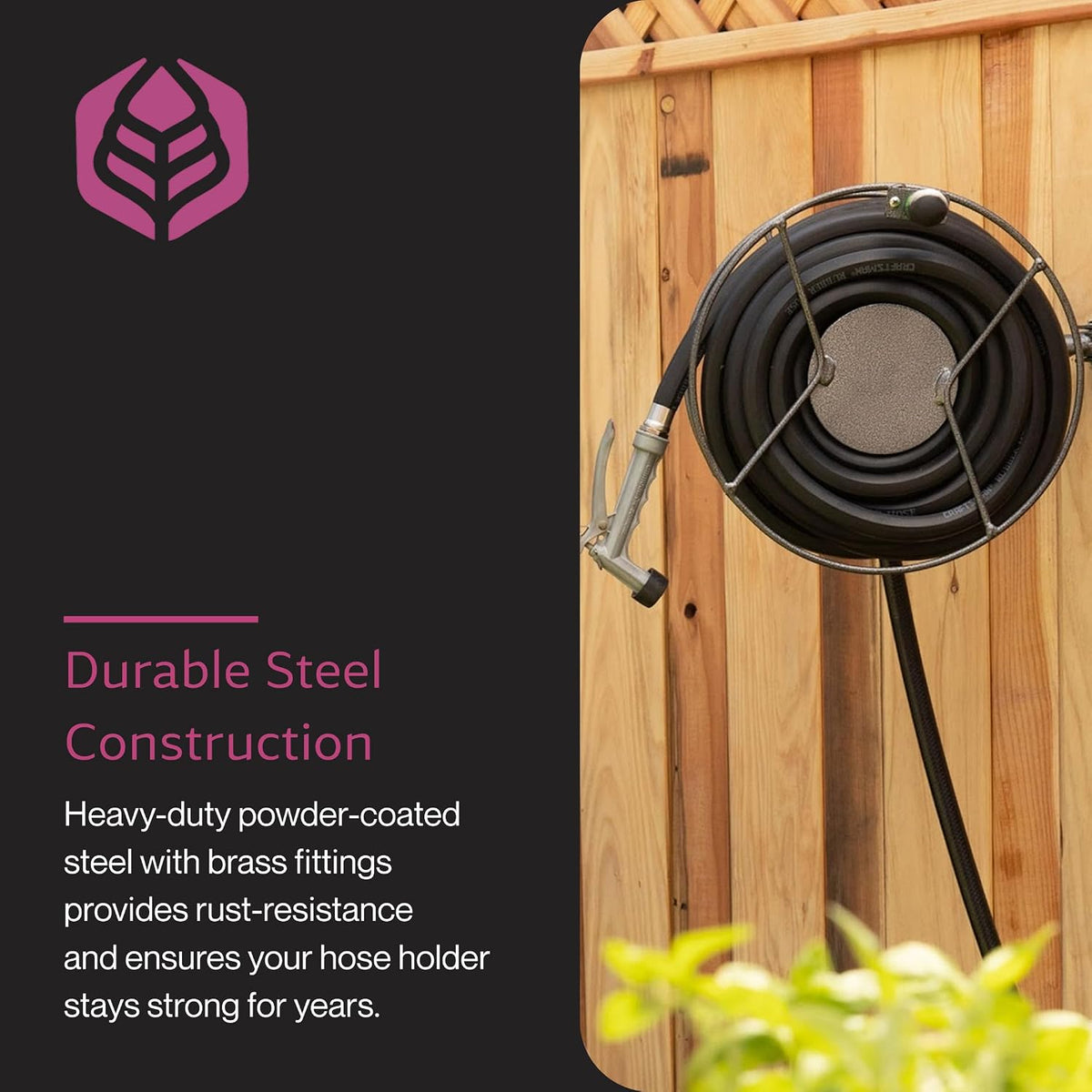 Wall Mounted Swivel Hose Reel, 90°, 75ft - Leakproof Hose Storage Solution - Durable Powder Coated Steel Construction - Rust Resistant Outdoor Watering Accessory - Tangle-Free Operation