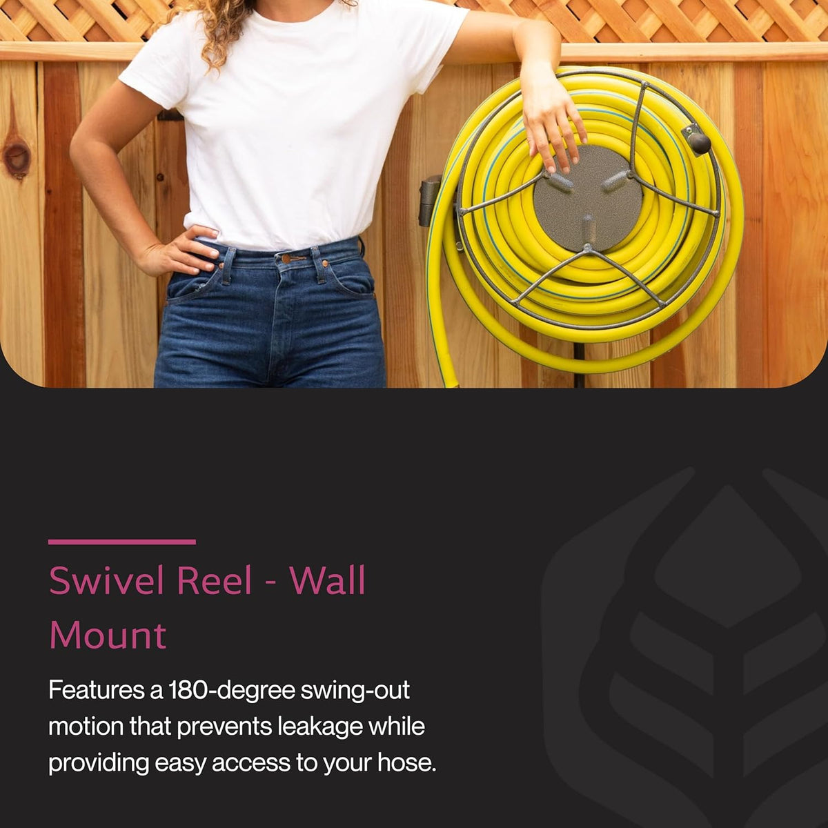 Wall Mounted Swivel Hose Reel, 90°, 75ft - Leakproof Hose Storage Solution - Durable Powder Coated Steel Construction - Rust Resistant Outdoor Watering Accessory - Tangle-Free Operation